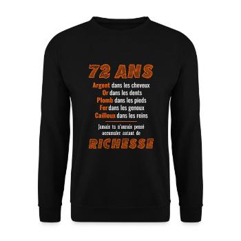 72 Ans Anniversaire Drôle Idée Cadeau - Sweat-shirt Unisexe - noir - Devant - Alina (178cm) & Michal (187cm)