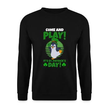 Cute Penguin Shamrocks Saint Patrick's Day Penguin - Unisex Sweatshirt - black - Front - Alina (178cm) & Michal (187cm)