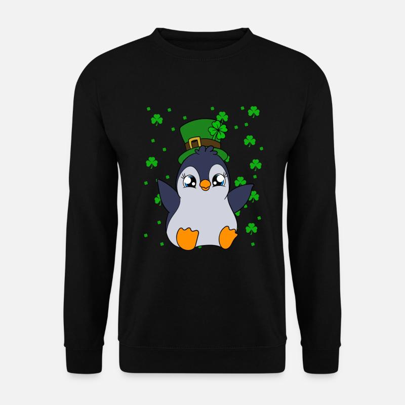 Manchot mignon Trèfle Saint-Patrick Pingouin - Sweat-shirt Unisexe - noir