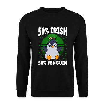 Cute Penguin Shamrocks Saint Patrick's Day Penguin - Unisex Sweatshirt - black - Front - Alina (178cm) & Michal (187cm)