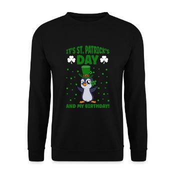 Cute Penguin Shamrocks Saint Patrick's Day Penguin - Unisex Sweatshirt - black - Front - Alina (178cm) & Michal (187cm)