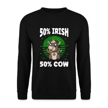 Cute cow shamrocks Saint Patrick's Day - Unisex Sweatshirt - black - Front - Alina (178cm) & Michal (187cm)