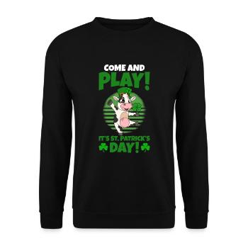 Cute cow shamrocks Saint Patrick's Day - Unisex Sweatshirt - black - Front - Alina (178cm) & Michal (187cm)