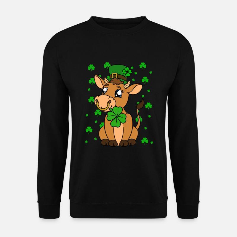 Niedliche Kuh Kleeblätter Saint Patrick's Day - Unisex Pullover - Schwarz