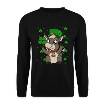 Cute cow shamrocks Saint Patrick's Day - Unisex Sweatshirt - black - Front - Alina (178cm) & Michal (187cm)