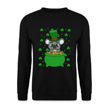 Cute Koala with Hat Saint Patrick's Day - Unisex Sweatshirt - black - Front - Alina (178cm) & Michal (187cm)