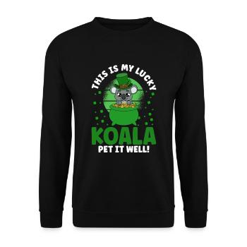 Cute Koala with Hat Saint Patrick's Day - Unisex Sweatshirt - black - Front - Alina (178cm) & Michal (187cm)