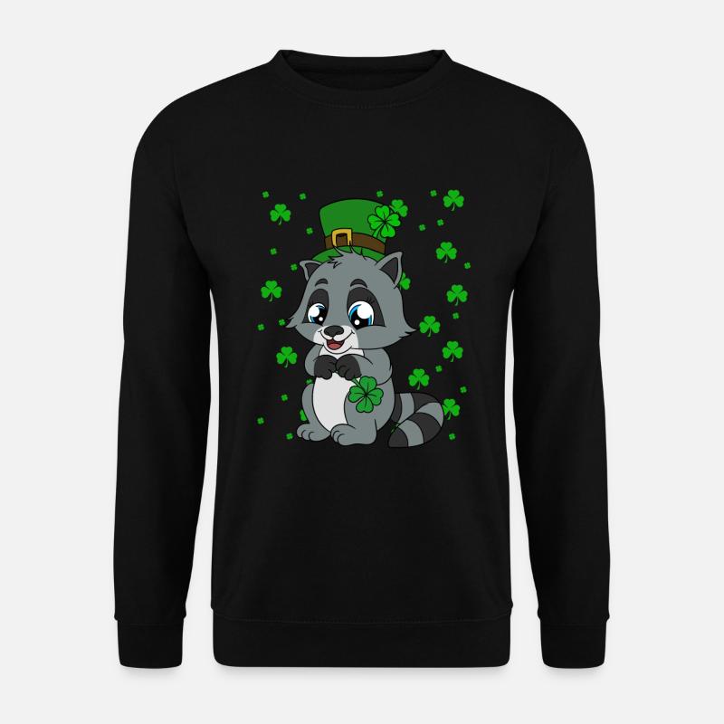 Waschbär Kleeblätter Saint Patrick's Day - Unisex Pullover - Schwarz