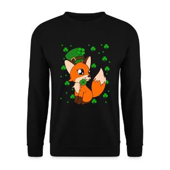 Cute Fox Clover St. Patrick's Day - Unisex Sweatshirt - black - Front - Alina (178cm) & Michal (187cm)