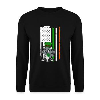 Waschbär Kleeblätter Saint Patrick's Day - Unisex Pullover - Schwarz - Vorne - Alina (178cm) & Michal (187cm)