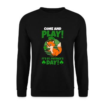 Cute Fox Clover St. Patrick's Day - Unisex Sweatshirt - black - Front - Alina (178cm) & Michal (187cm)