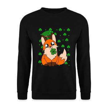 Cute Fox Clover St. Patrick's Day - Unisex Sweatshirt - black - Front - Alina (178cm) & Michal (187cm)