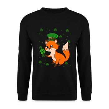 Cute Fox Clover St. Patrick's Day - Unisex Sweatshirt - black - Front - Alina (178cm) & Michal (187cm)