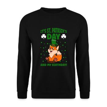 Cute Fox Clover St. Patrick's Day - Unisex Sweatshirt - black - Front - Alina (178cm) & Michal (187cm)
