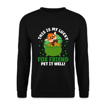 Cute Fox Clover St. Patrick's Day - Unisex Sweatshirt - black - Front - Alina (178cm) & Michal (187cm)