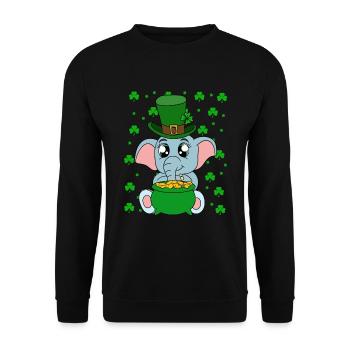Mignons trèfles d’éléphants Fête de la Saint-Patrick - Sweat-shirt Unisexe - noir - Devant - Alina (178cm) & Michal (187cm)