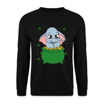 Mignons trèfles d’éléphants Fête de la Saint-Patrick - Sweat-shirt Unisexe - noir - Devant - Alina (178cm) & Michal (187cm)