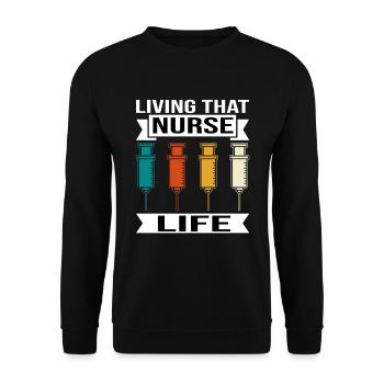 Vivre cette vie d’infirmière - Sweat-shirt Unisexe - noir - Devant - Alina (178cm) & Michal (187cm)