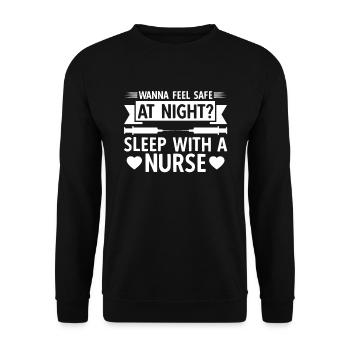 Vous voulez vous sentir en sécurité la nuit Dormez avec une infirmière - Sweat-shirt Unisexe - noir - Devant - Alina (178cm) & Michal (187cm)