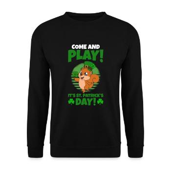 Eichhörnchen Kleeblätter St. Patrick's Day - Unisex Pullover - Schwarz - Vorne - Alina (178cm) & Michal (187cm)