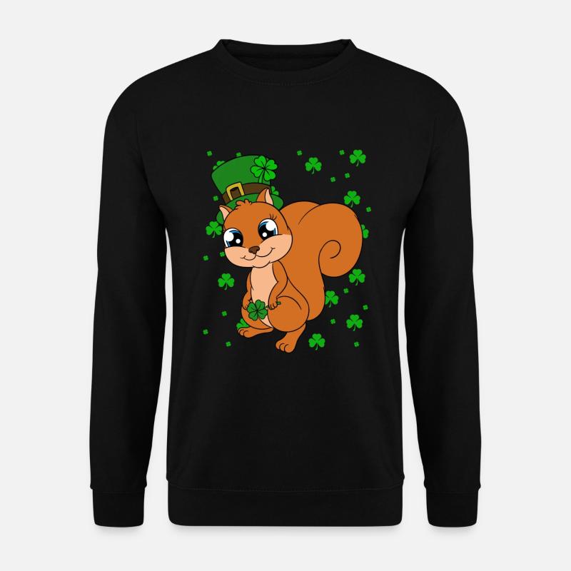 Eichhörnchen Kleeblätter St. Patrick's Day - Unisex Pullover - Schwarz