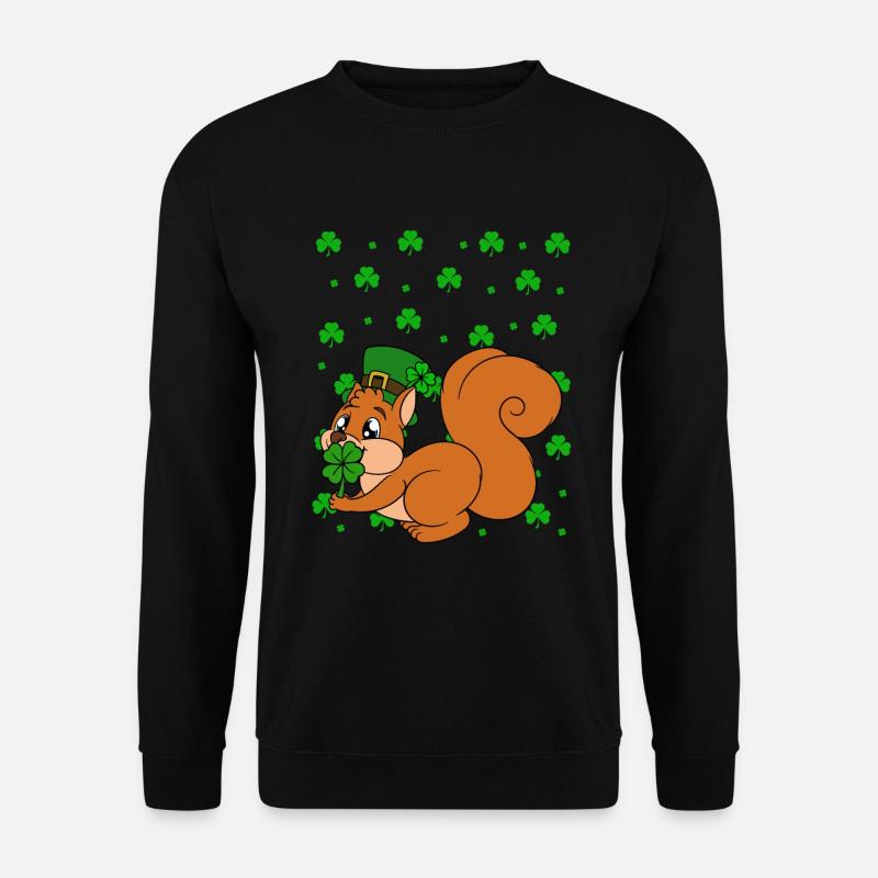 Eichhörnchen Kleeblätter St. Patrick's Day - Unisex Pullover - Schwarz