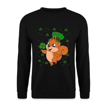 Squirrel Clover St. Patrick's Day - Unisex Sweatshirt - black - Front - Alina (178cm) & Michal (187cm)