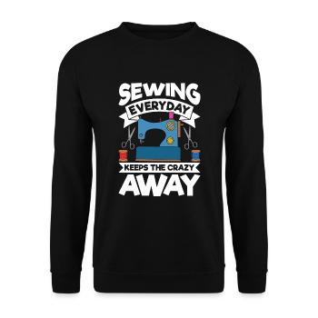 Coudre tous les jours éloigne les fous - Sweat-shirt Unisexe - noir - Devant - Alina (178cm) & Michal (187cm)