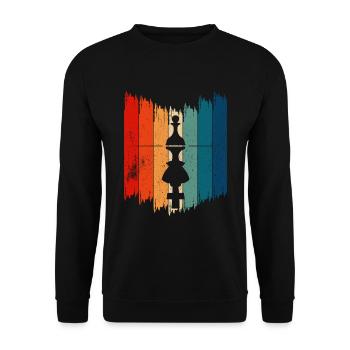 Vintage-Schachfigur Retro-Schachfigur - Unisex Pullover - Schwarz - Vorne - Alina (178cm) & Michal (187cm)