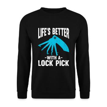 Life's Better With A Lock Pick - Unisex Sweatshirt - black - Front - Alina (178cm) & Michal (187cm)