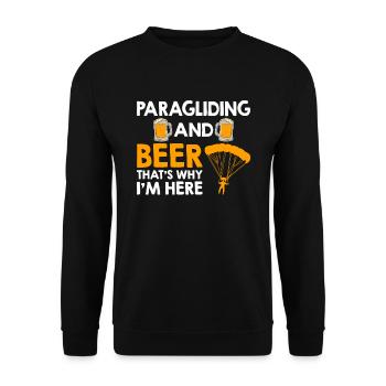 Paragliding And Beer That's Why I'm Here - Unisex Pullover - Schwarz - Vorne - Alina (178cm) & Michal (187cm)