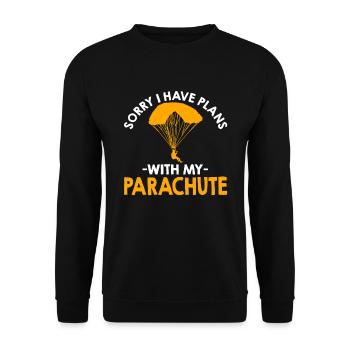 Sorry I Have Plans With My Parachute - Unisex Pullover - Schwarz - Vorne - Alina (178cm) & Michal (187cm)
