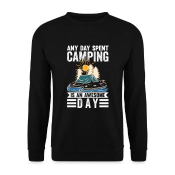 Any Day Spent Camping Is An Awesome Day - Unisex Pullover - Schwarz - Vorne - Alina (178cm) & Michal (187cm)