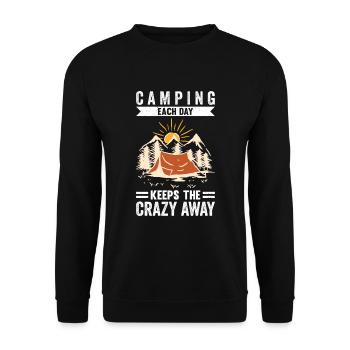 Camping Each Day Keeps The Crazy Away - Unisex Pullover - Schwarz - Vorne - Alina (178cm) & Michal (187cm)