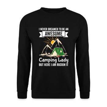 An Awesome Camping Lady But Here I Am Rocking It - Unisex Pullover - Schwarz - Vorne - Alina (178cm) & Michal (187cm)