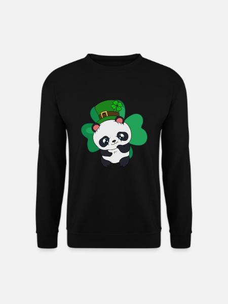 St. Patrick's Day Panda with St. Patrick's Hat - Unisex Pullover - Schwarz