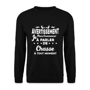 Parler de chasse à tout moment Humour chasseur - Sweat-shirt Unisexe - noir - Devant - Alina (178cm) & Michal (187cm)