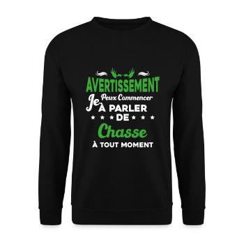 Parler de chasse à tout moment Humour chasseur - Sweat-shirt Unisexe - noir - Devant - Alina (178cm) & Michal (187cm)