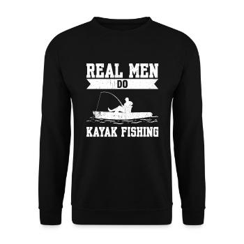 Real Men Do Kayak Fishing - Unisex Pullover - Schwarz - Vorne - Alina (178cm) & Michal (187cm)