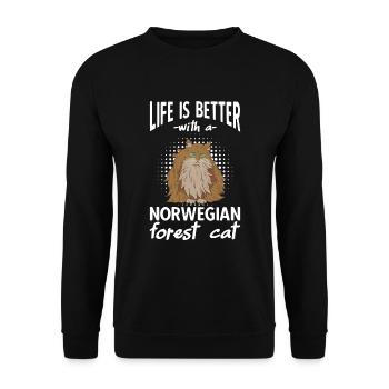 Life Is Better With A Norwegian Forest Cat - Unisex Sweatshirt - black - Front - Alina (178cm) & Michal (187cm)