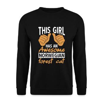 Cette fille a un chat de forêt norvégien génial - Sweat-shirt Unisexe - noir - Devant - Alina (178cm) & Michal (187cm)