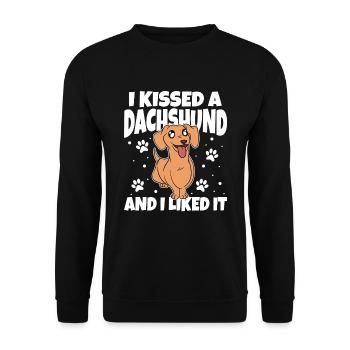 I Kissed A Dachshund And I Liked It - Unisex Sweatshirt - black - Front - Alina (178cm) & Michal (187cm)