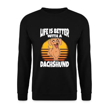 Life Is Better With A Dachshund - Unisex Sweatshirt - black - Front - Alina (178cm) & Michal (187cm)
