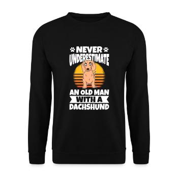 Never Underestimate An Old Man With A Dachshund - Unisex Sweatshirt - black - Front - Alina (178cm) & Michal (187cm)