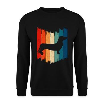 Retro Dachshund Vintage Dachshund - Unisex Sweatshirt - black - Front - Alina (178cm) & Michal (187cm)
