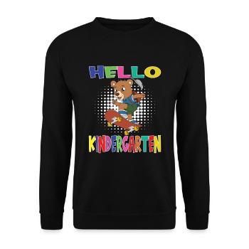 Bonjour Kindergarten Skateboarding Bear - Sweat-shirt Unisexe - noir - Devant - Alina (178cm) & Michal (187cm)