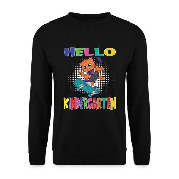 Bonjour Kindergarten Skateboarding Cat - Sweat-shirt Unisexe - noir - Devant - Alina (178cm) & Michal (187cm)