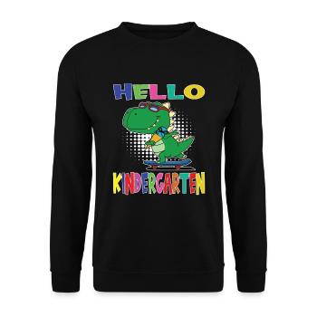 Bonjour Kindergarten Skateboarding Dino - Sweat-shirt Unisexe - noir - Devant - Alina (178cm) & Michal (187cm)