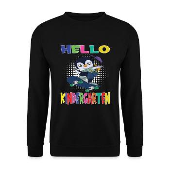 Hello Kindergarten Skateboard Penguin - Sweat-shirt Unisexe - noir - Devant - Alina (178cm) & Michal (187cm)