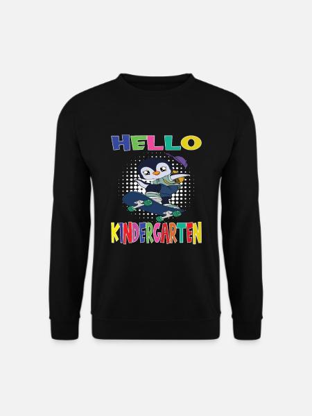 Hello Kindergarten Skateboarding Penguin - Unisex Sweatshirt - black